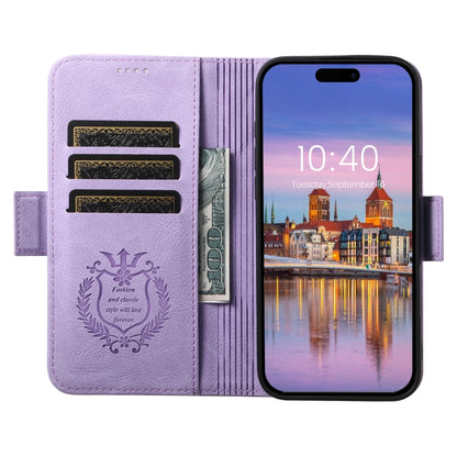 For iPhone 16 Pro SUTENI J07 Multifunctional Horizontal Flip Magsafe Leather Phone Case(Purple) by Suteni