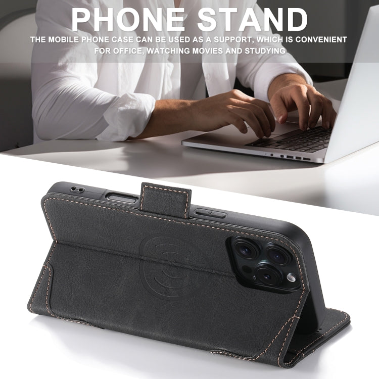 For iPhone 16 Plus SUTENI J07 Multifunctional Horizontal Flip Magsafe Leather Phone Case(Black) by Suteni