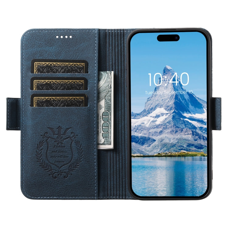 For iPhone 16 Plus SUTENI J07 Multifunctional Horizontal Flip Magsafe Leather Phone Case(Blue) by Suteni