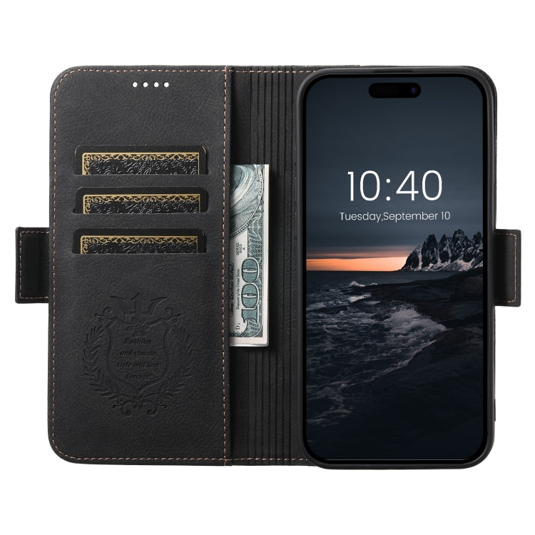 For iPhone 16 Pro Max SUTENI J07 Multifunctional Horizontal Flip Magsafe Leather Phone Case(Black) by Suteni