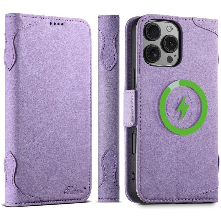 For iPhone 16 Pro Max SUTENI J07 Multifunctional Horizontal Flip Magsafe Leather Phone Case(Purple) by Suteni