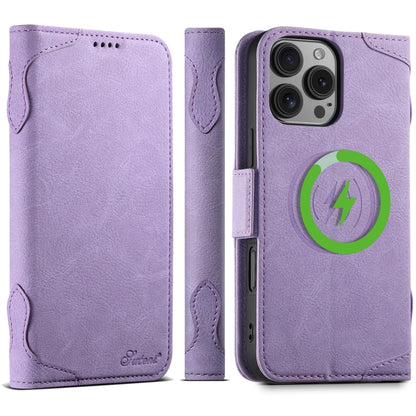For iPhone 16 Pro Max SUTENI J07 Multifunctional Horizontal Flip Magsafe Leather Phone Case(Purple) by Suteni