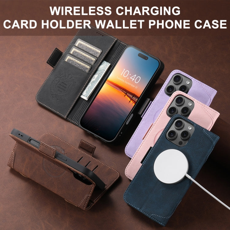 For iPhone 16 Pro SUTENI J07 Multifunctional Horizontal Flip Magsafe Leather Phone Case(Purple) by Suteni