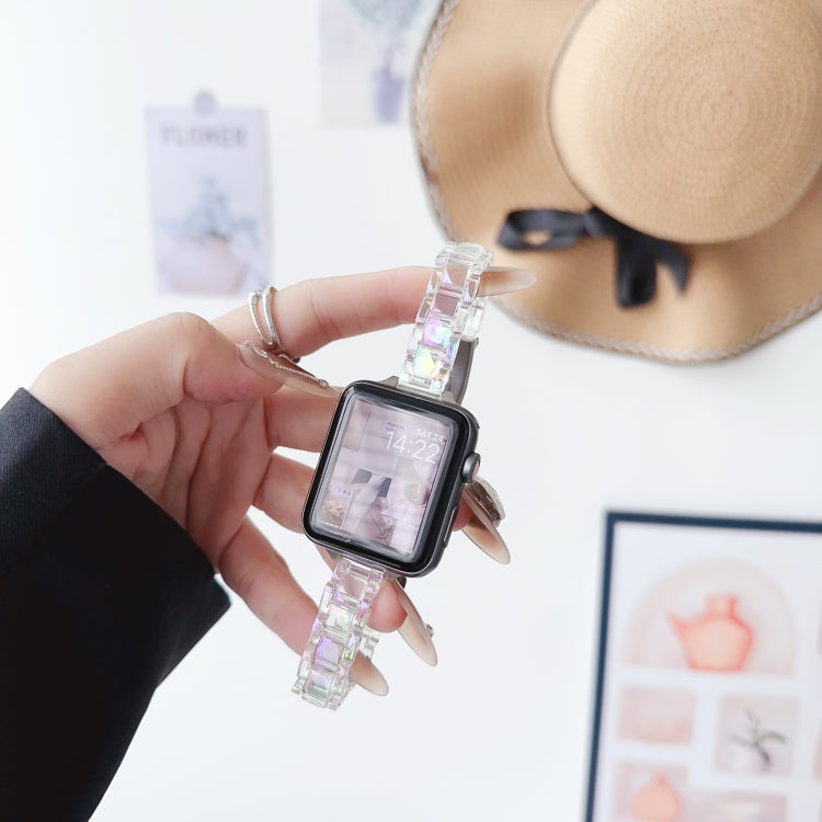 For Apple Watch Series 7 41mm Laser PC Colorful 12mm Slim Watch Band(Transparent) by bashfashion