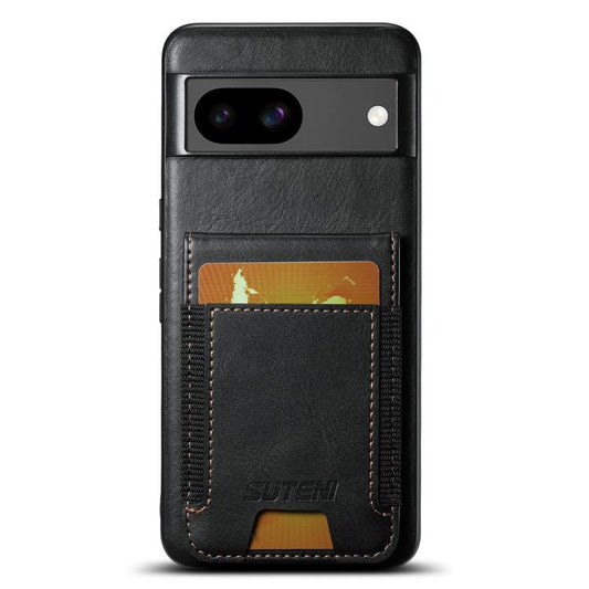 For Google Pixel 8a Suteni H03 Oil Wax Leather Wallet Stand Back Phone Case(Black) by Suteni