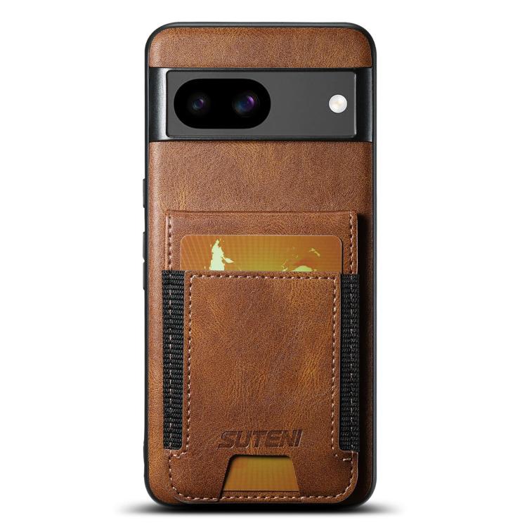 For Google Pixel 8a Suteni H03 Oil Wax Leather Wallet Stand Back Phone Case(Brown) by Suteni