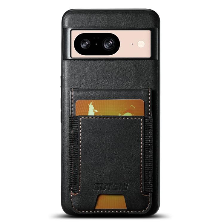 For Google Pixel 8 Suteni H03 Oil Wax Leather Wallet Stand Back Phone Case(Black) by Suteni