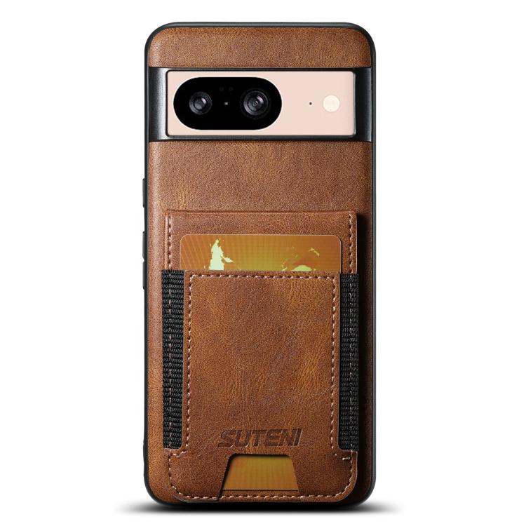 For Google Pixel 8 Suteni H03 Oil Wax Leather Wallet Stand Back Phone Case(Brown) by Suteni