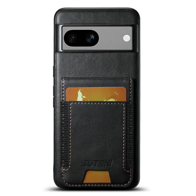For Google Pixel 7a Suteni H03 Oil Wax Leather Wallet Stand Back Phone Case(Black) by Suteni