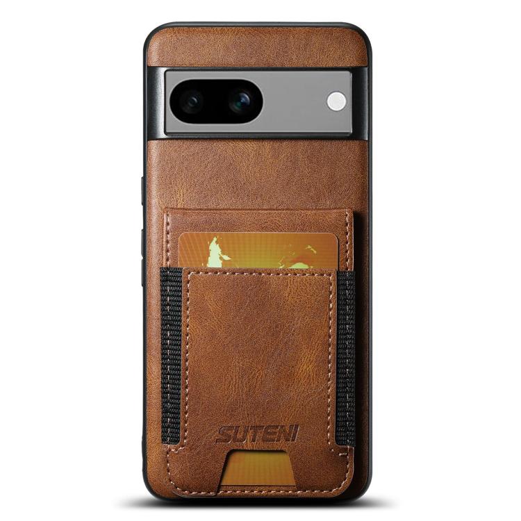 For Google Pixel 7a Suteni H03 Oil Wax Leather Wallet Stand Back Phone Case(Brown) by Suteni