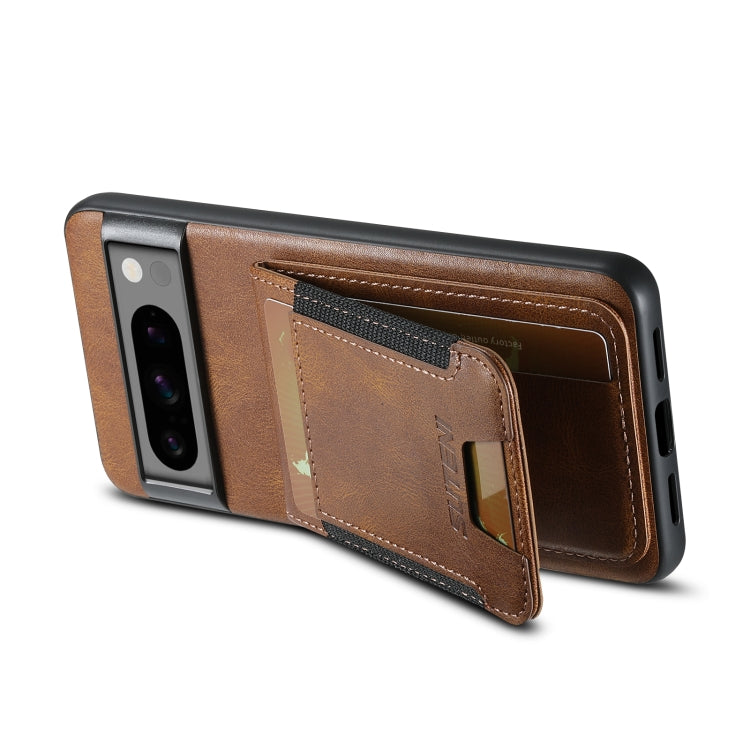 For Google Pixel 7a Suteni H03 Oil Wax Leather Wallet Stand Back Phone Case(Brown) by Suteni