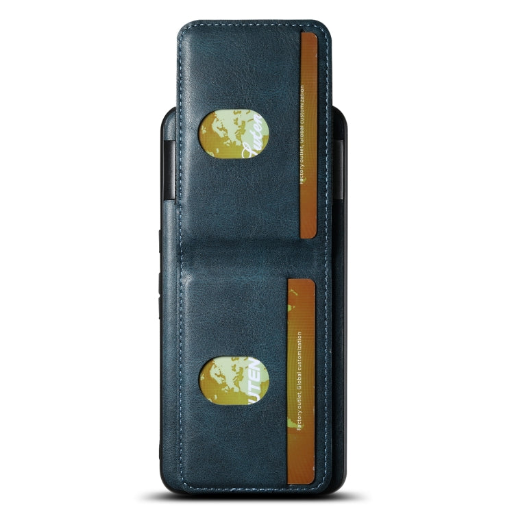 For Google Pixel 7a Suteni H03 Oil Wax Leather Wallet Stand Back Phone Case(Blue) by Suteni