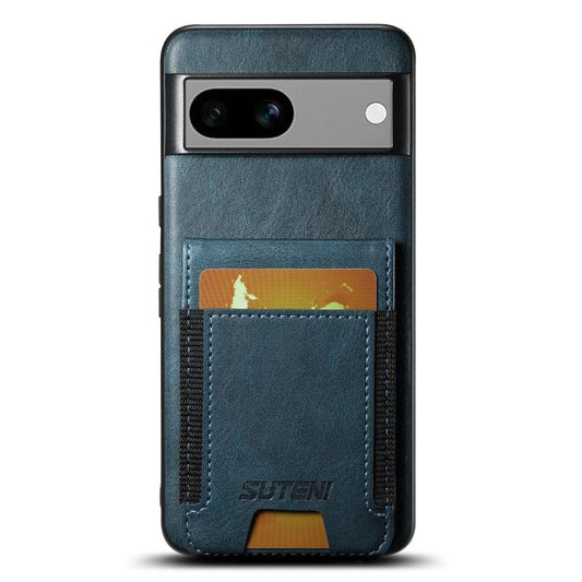 For Google Pixel 7a Suteni H03 Oil Wax Leather Wallet Stand Back Phone Case(Blue) by Suteni