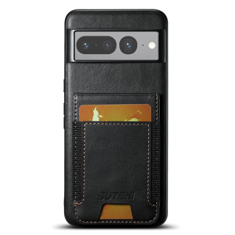 For Google Pixel 7 Pro Suteni H03 Oil Wax Leather Wallet Stand Back Phone Case(Black) by Suteni