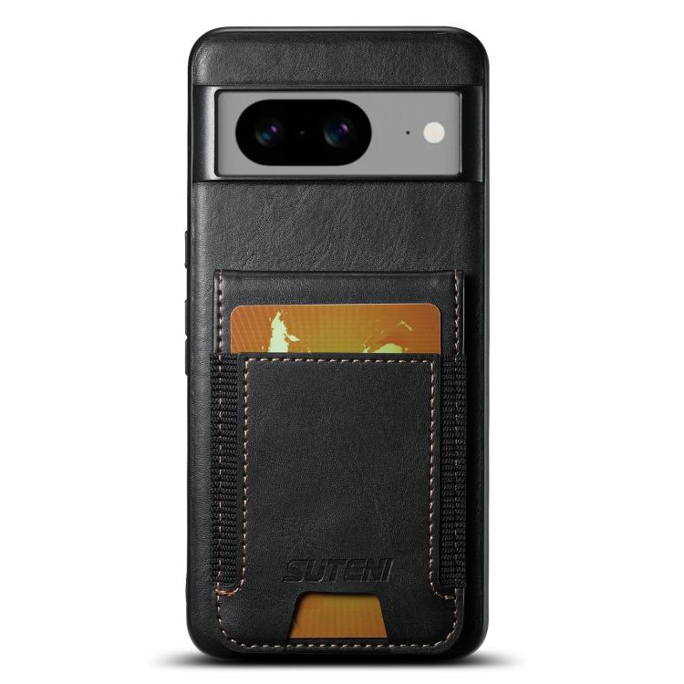 For Google Pixel 7 Suteni H03 Oil Wax Leather Wallet Stand Back Phone Case(Black) by Suteni
