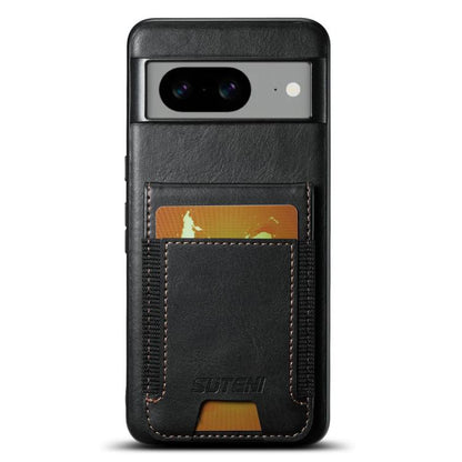 For Google Pixel 7 Suteni H03 Oil Wax Leather Wallet Stand Back Phone Case(Black) by Suteni