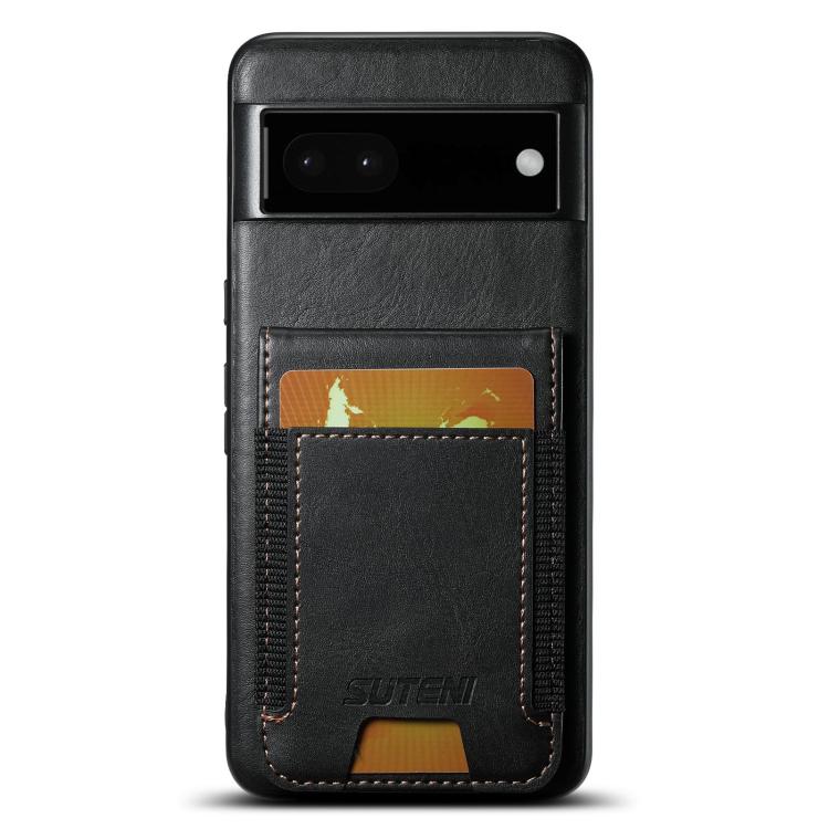 For Google Pixel 6a Suteni H03 Oil Wax Leather Wallet Stand Back Phone Case(Black) by Suteni