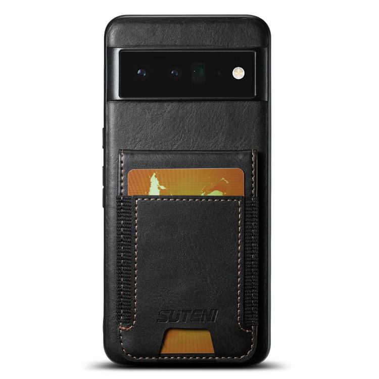 For Google Pixel 6 Pro Suteni H03 Oil Wax Leather Wallet Stand Back Phone Case(Black) by Suteni