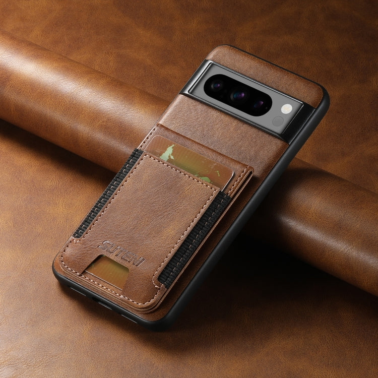 For Google Pixel 6 Pro Suteni H03 Oil Wax Leather Wallet Stand Back Phone Case(Brown) by Suteni