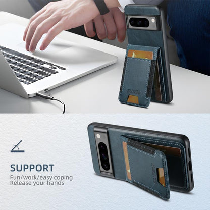 For Google Pixel 9 Pro Suteni H03 Oil Wax Leather Wallet Stand Back Phone Case(Blue) by Suteni