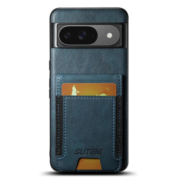 For Google Pixel 9 Suteni H03 Oil Wax Leather Wallet Stand Back Phone Case(Blue) by Suteni