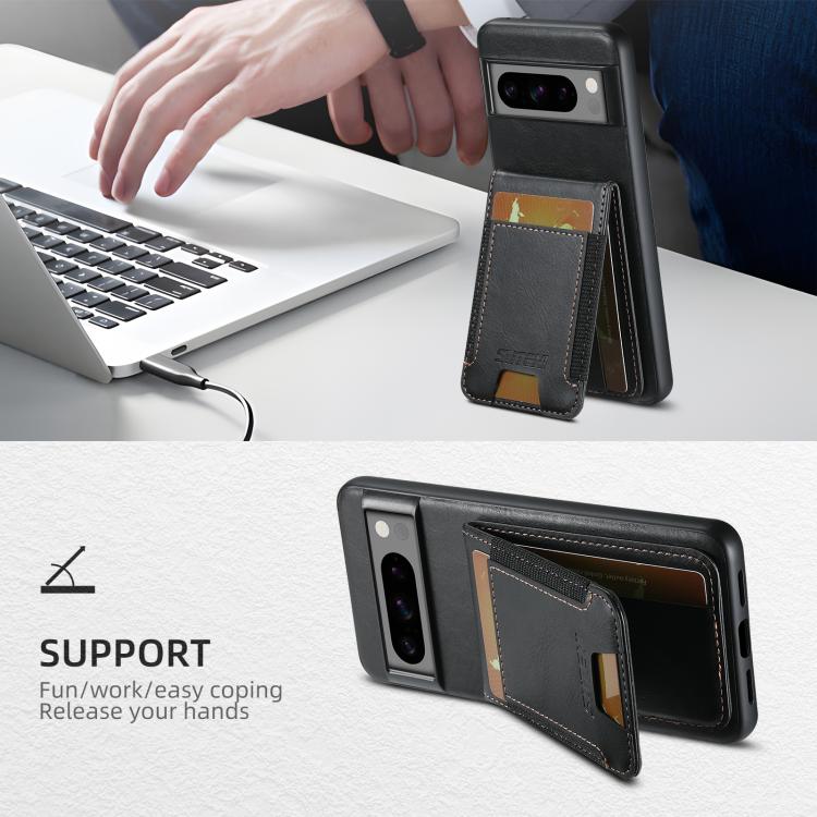 For Google Pixel 10 Suteni H03 Oil Wax Leather Wallet Stand Back Phone Case(Black) by Suteni