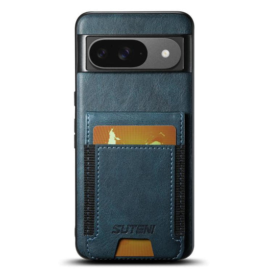 For Google Pixel 10 Suteni H03 Oil Wax Leather Wallet Stand Back Phone Case(Blue) by Suteni