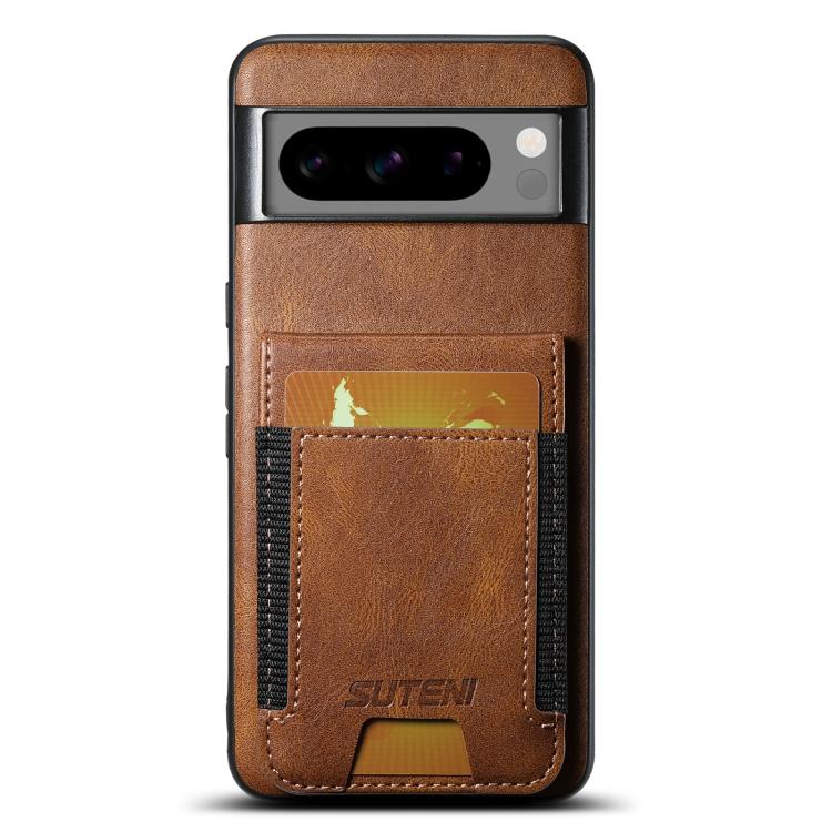 For Google Pixel 10 Pro Suteni H03 Oil Wax Leather Wallet Stand Back Phone Case(Brown) by Suteni