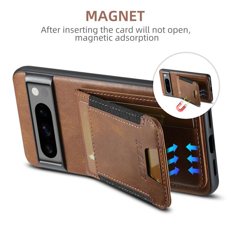 For Google Pixel 10 Pro XL Suteni H03 Oil Wax Leather Wallet Stand Back Phone Case(Brown) by Suteni