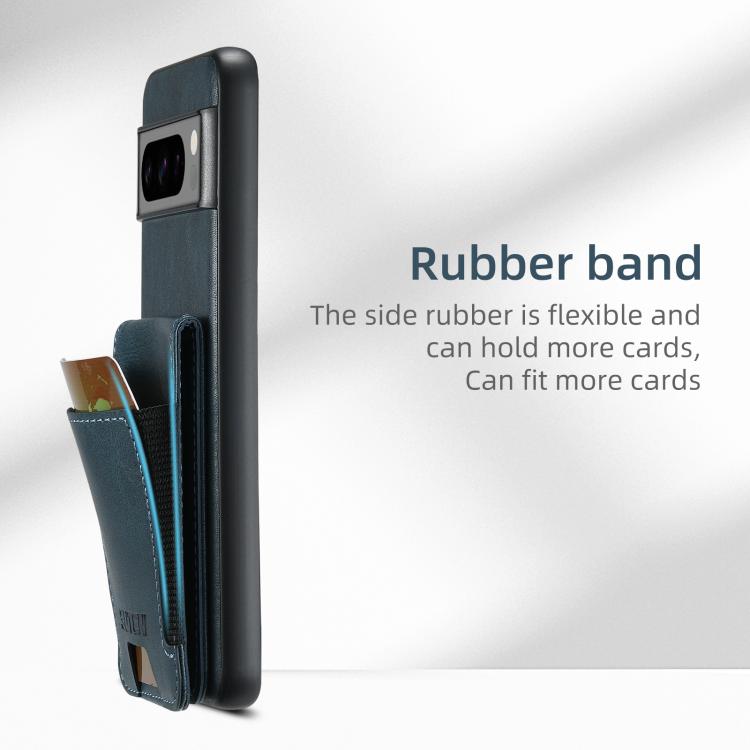 For Google Pixel 10 Pro XL Suteni H03 Oil Wax Leather Wallet Stand Back Phone Case(Blue) by Suteni