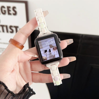 For Apple Watch SE 2022 44mm Laser PC Colorful 20mm Slim Watch Band(White) by bashfashion