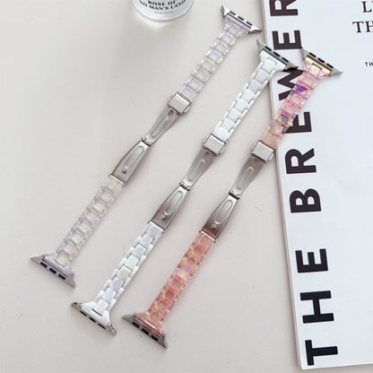 For Apple Watch Series 9 41mm Laser PC Colorful 20mm Slim Watch Band(Transparent) by bashfashion