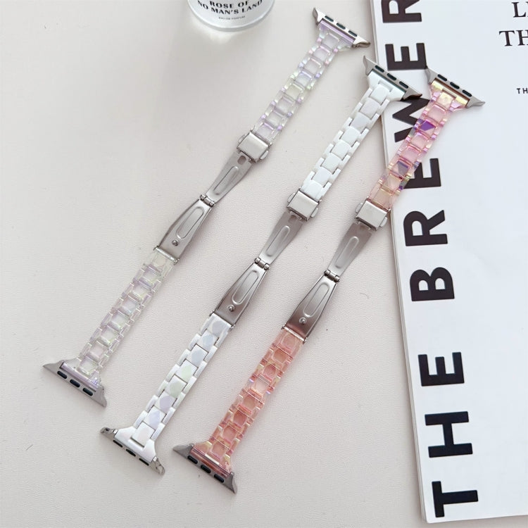 For Apple Watch Series 7 41mm Laser PC Colorful 20mm Slim Watch Band(Transparent) by bashfashion