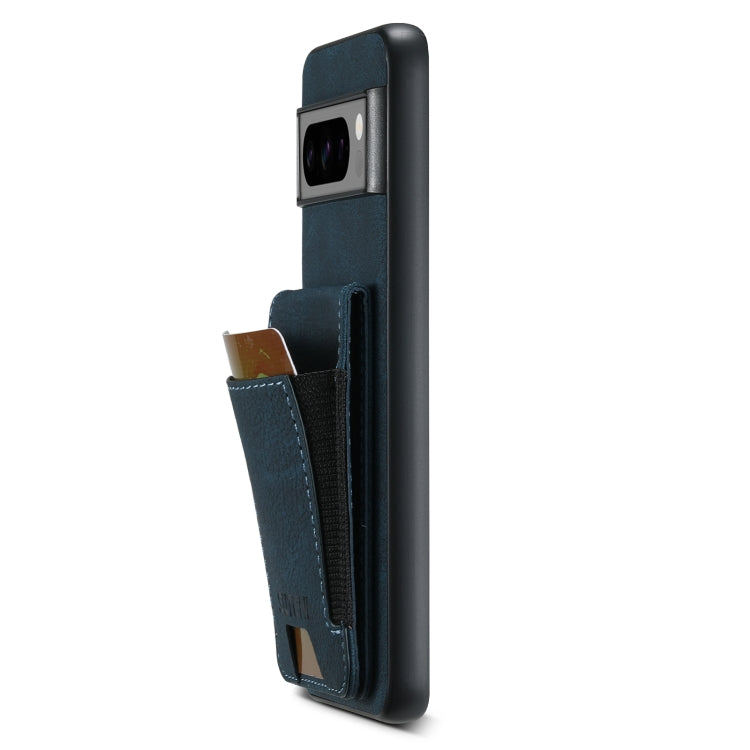 For Google Pixel 8a Suteni H03 Litchi Leather Card Bag Stand Back Phone Case(Blue) by Suteni