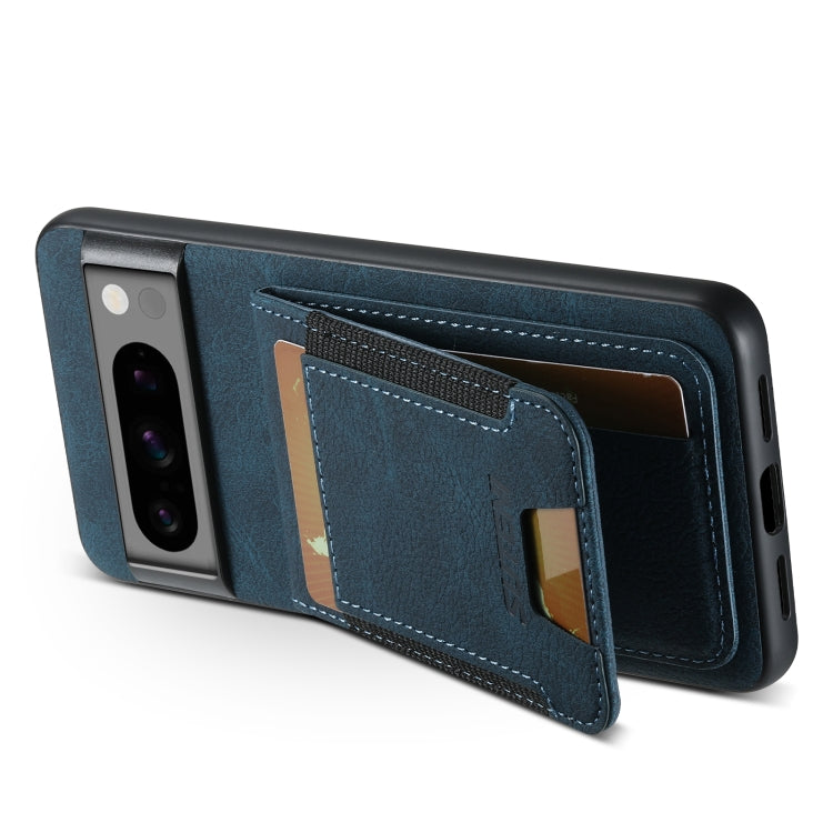 For Google Pixel 8a Suteni H03 Litchi Leather Card Bag Stand Back Phone Case(Blue) by Suteni