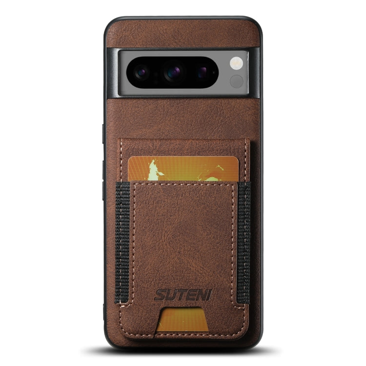 For Google Pixel 8 Pro Suteni H03 Litchi Leather Card Bag Stand Back Phone Case(Brown) by Suteni