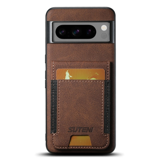 For Google Pixel 8 Pro Suteni H03 Litchi Leather Card Bag Stand Back Phone Case(Brown) by Suteni