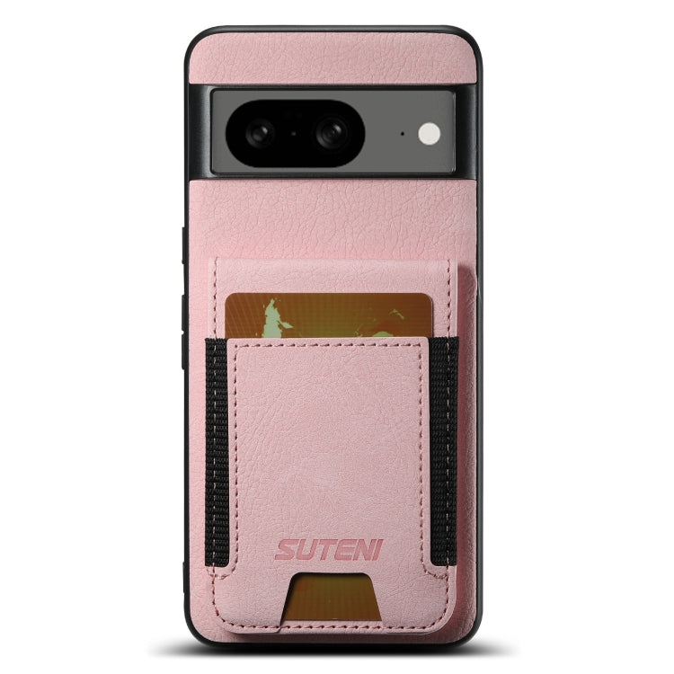 For Google Pixel 8 Suteni H03 Litchi Leather Card Bag Stand Back Phone Case(Pink) by Suteni