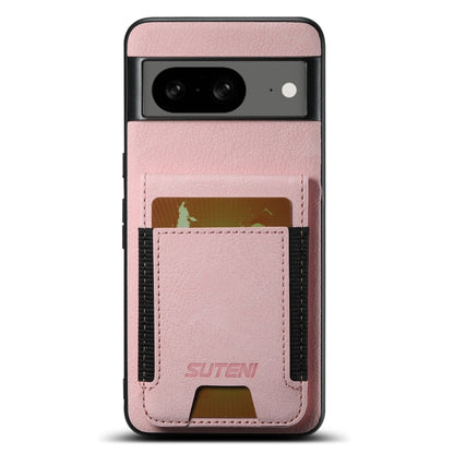 For Google Pixel 8 Suteni H03 Litchi Leather Card Bag Stand Back Phone Case(Pink) by Suteni
