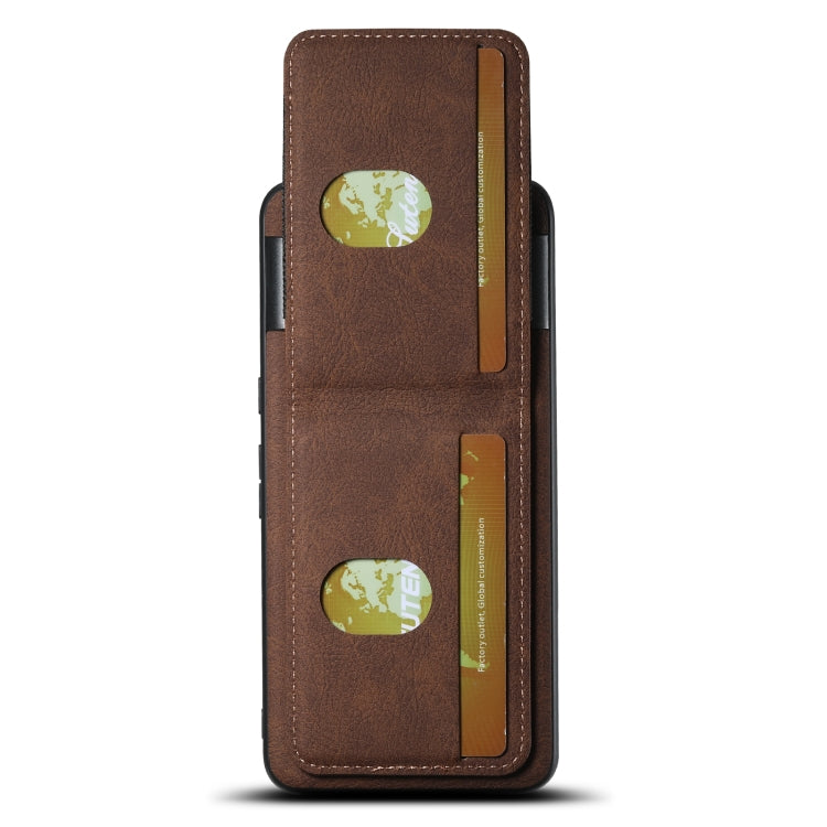 For Google Pixel 7a Suteni H03 Litchi Leather Card Bag Stand Back Phone Case(Brown) by Suteni