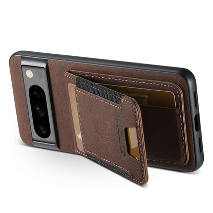 For Google Pixel 7 Pro Suteni H03 Litchi Leather Card Bag Stand Back Phone Case(Brown) by Suteni