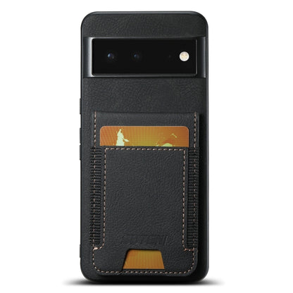 For Google Pixel 6 Suteni H03 Litchi Leather Card Bag Stand Back Phone Case(Black) by Suteni