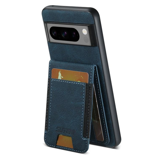 For Google Pixel 9 Pro XL Suteni H03 Litchi Leather Card Bag Stand Back Phone Case(Blue) by Suteni