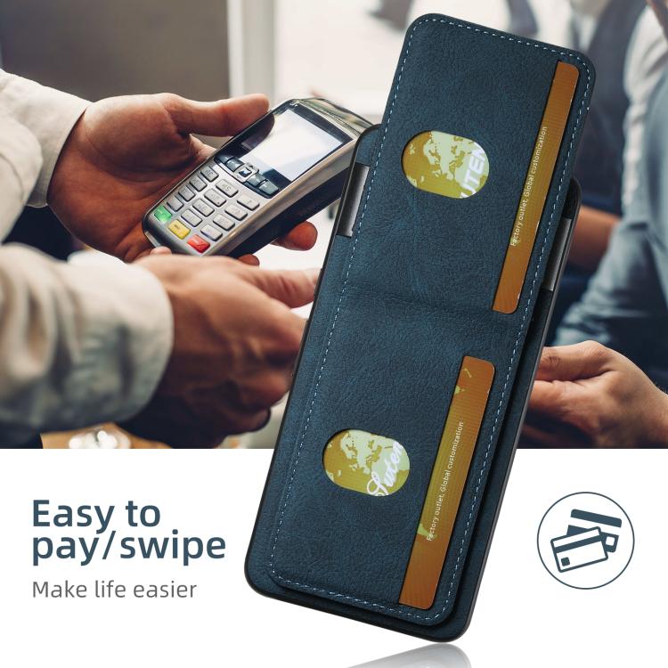 For Google Pixel 9 Pro XL Suteni H03 Litchi Leather Card Bag Stand Back Phone Case(Blue) by Suteni