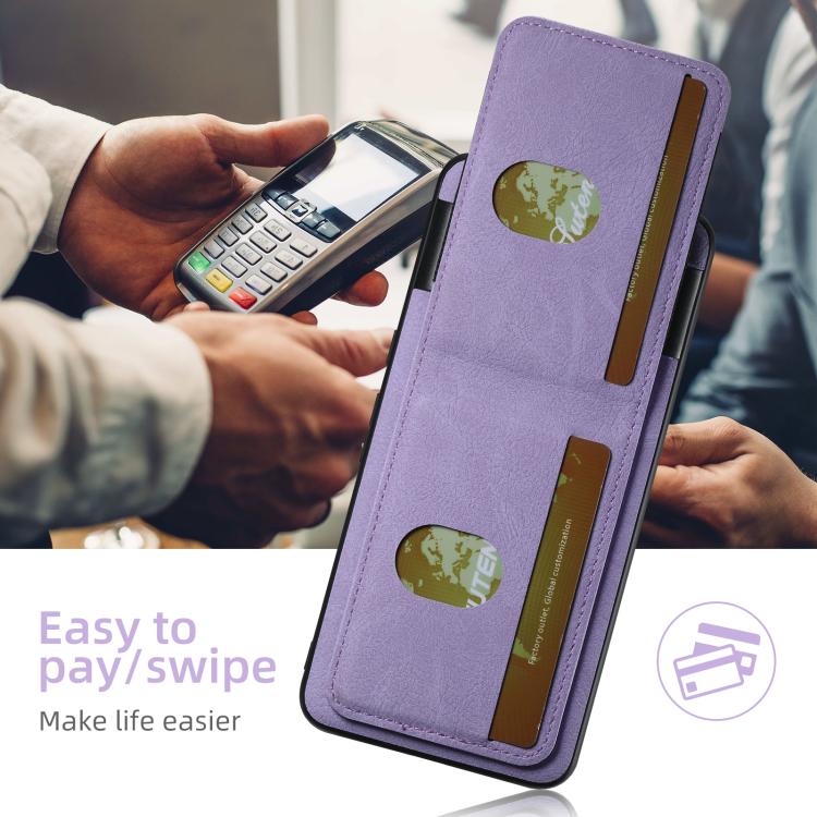 For Google Pixel 9 Pro XL Suteni H03 Litchi Leather Card Bag Stand Back Phone Case(Purple) by Suteni