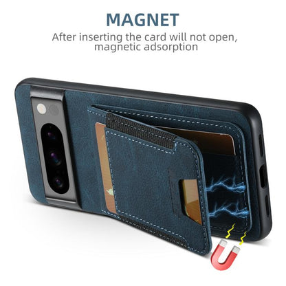 For Google Pixel 9 Pro Suteni H03 Litchi Leather Card Bag Stand Back Phone Case(Blue) by Suteni