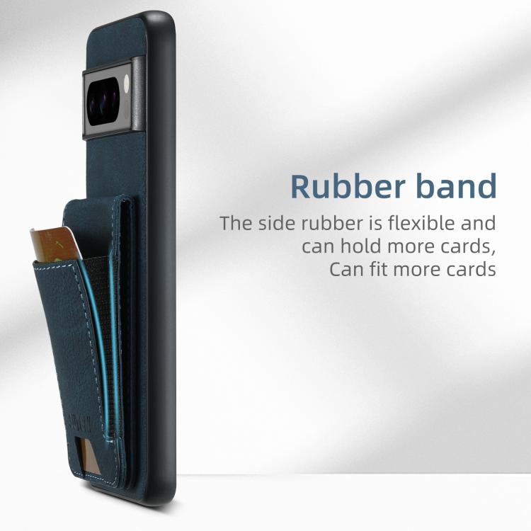 For Google Pixel 9 Suteni H03 Litchi Leather Card Bag Stand Back Phone Case(Blue) by Suteni