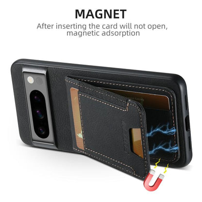 For Google Pixel 10 Pro XL Suteni H03 Litchi Leather Card Bag Stand Back Phone Case(Black) by Suteni