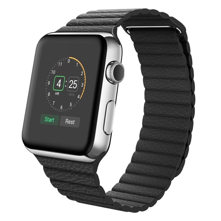 Universal Leather Magnetic Band for Apple Watch Series 7 41mm / 6 & SE & 5 & 4 40mm / 3 & 2 & 1 38mm(black) by bashfashion