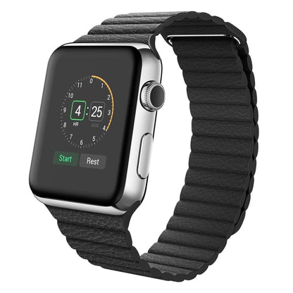 Universal Leather Magnetic Band for Apple Watch Series 7 41mm / 6 & SE & 5 & 4 40mm / 3 & 2 & 1 38mm(black) by bashfashion